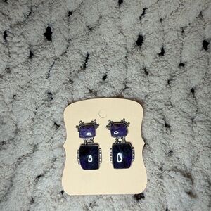 Purple Charoite and Sterling Silver Post Earrings